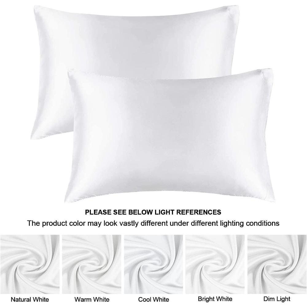 Satin Silk Pillowcase for Hair and Skin Soft Breathable Smooth Both Sided Silk Pillow Cover Pair 50x75cm 2pcs