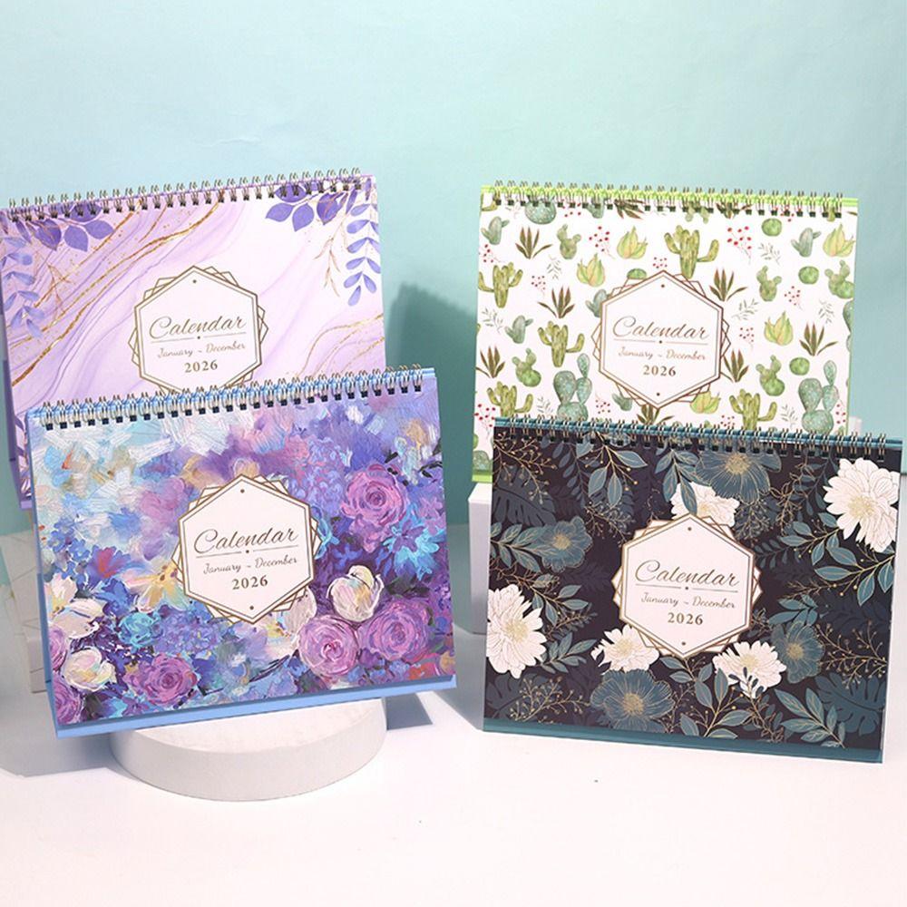 Creative 2026 Desktop Calendar Thick Paper Annual Schedule Organizer  School Office Supplies
