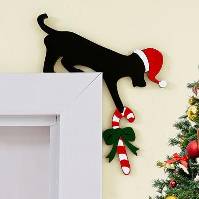 Christmas Ornament Unique Creative Handicraft Home Party Cartoon Cat Dog Door Corner Gift Crutch