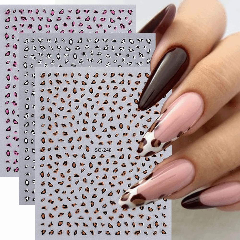 Easy To Apply Leopard Print Nail Stickers Self-Adhesive Nail Sliders  DIY Nail Decoration