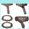 Bohemian Vintage Heart Patchwork Rivet Belt With Metal Clasp For Ethnic Style Fashion