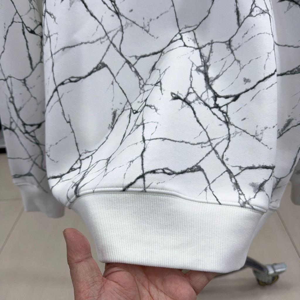 H Family Marble Print Casual Round Neck Hoodie - Warm, Long Sleeve Pullover for Men (3U063)