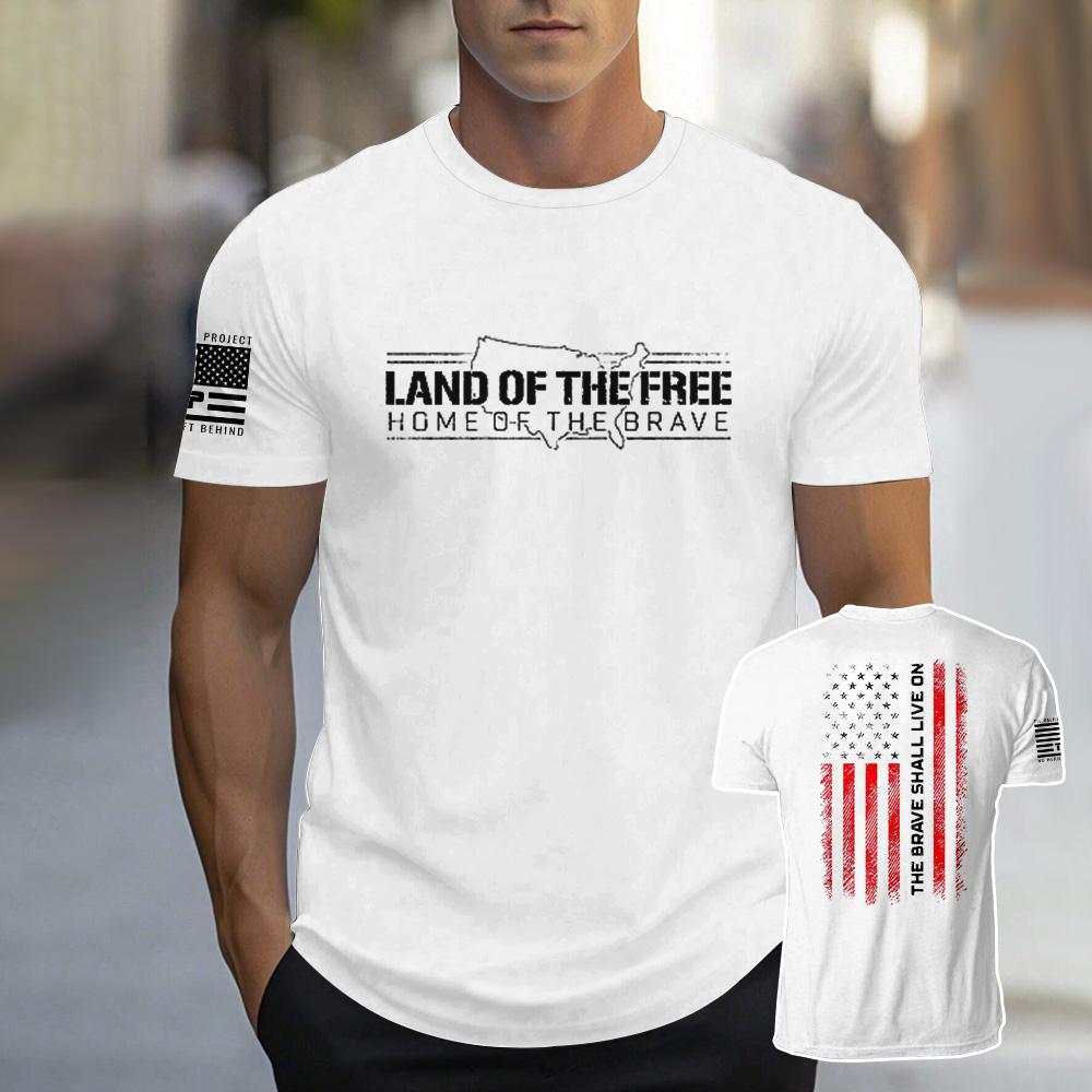 Land Of The Free Letter Prined T-shirt For Men 2025 Trendy Casual Men's O-Neck Short Sleeve Clothing Breathable Sports T Shirt