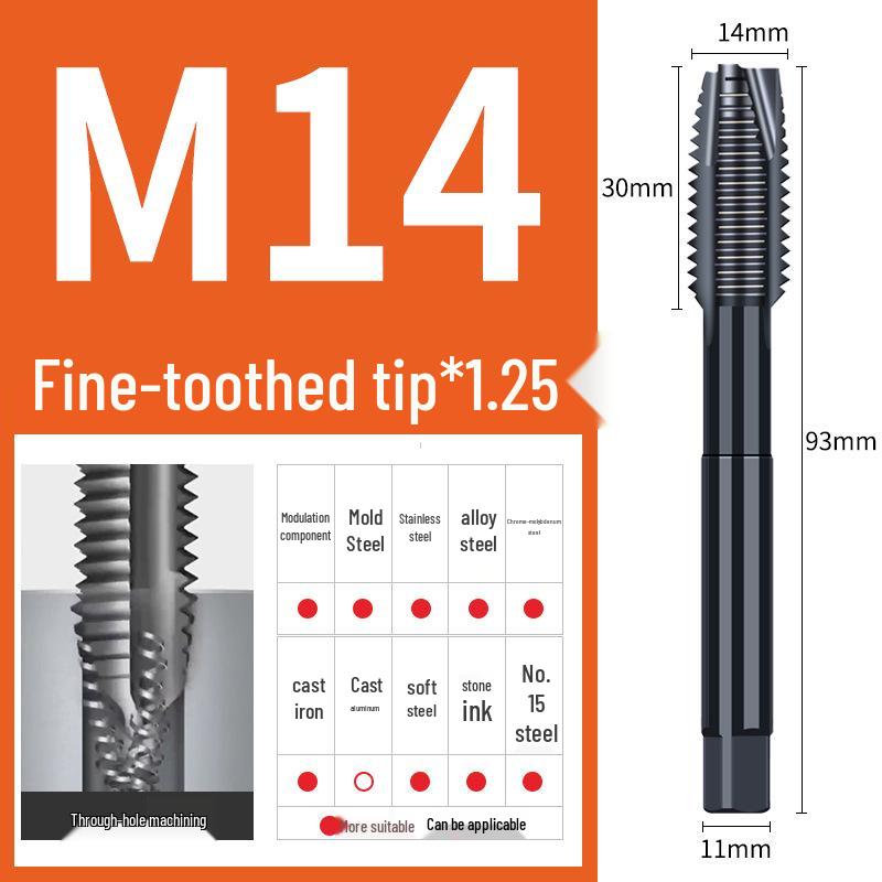65° Nitridační strojový spirálový závitník pro nerezovou ocel, Velikosti M3-M12