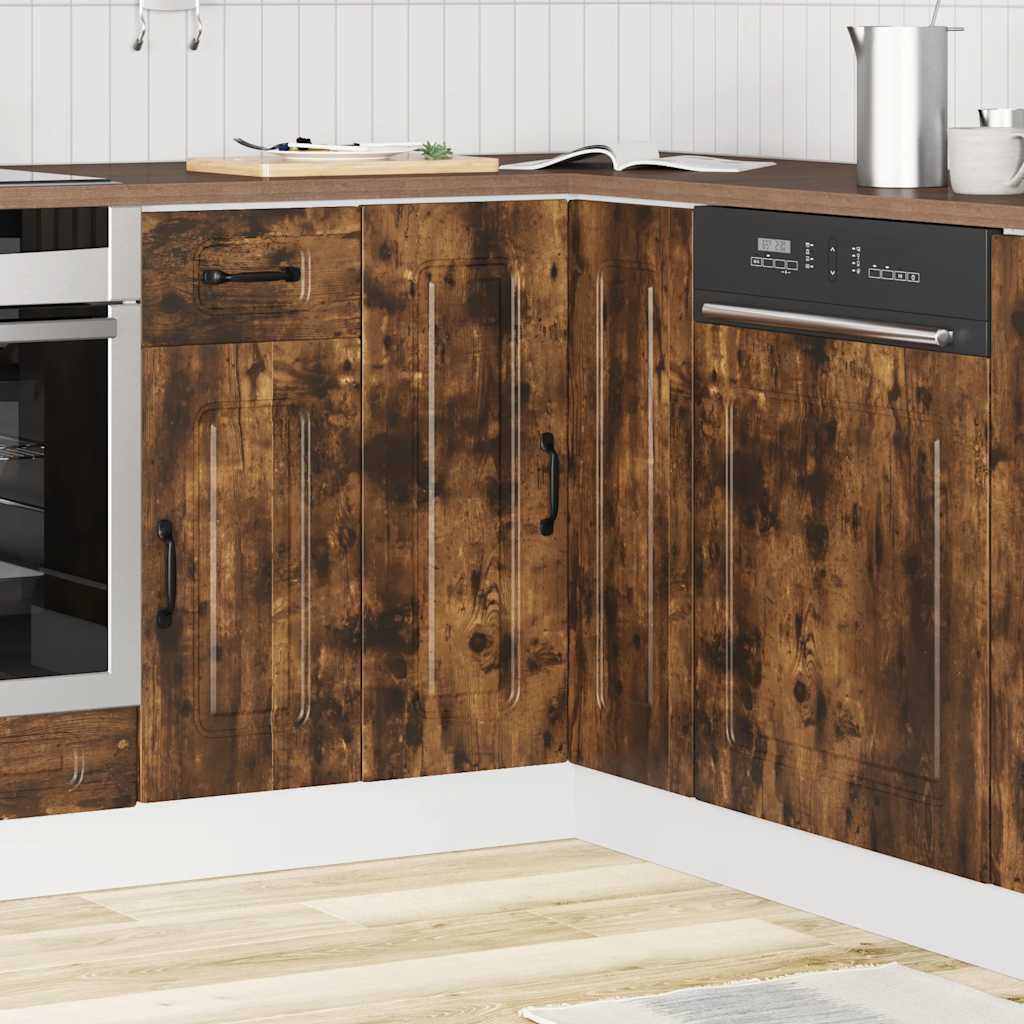 Vidaxl Corner Base Kitchen Cabinet, Squid, Smoked Oak