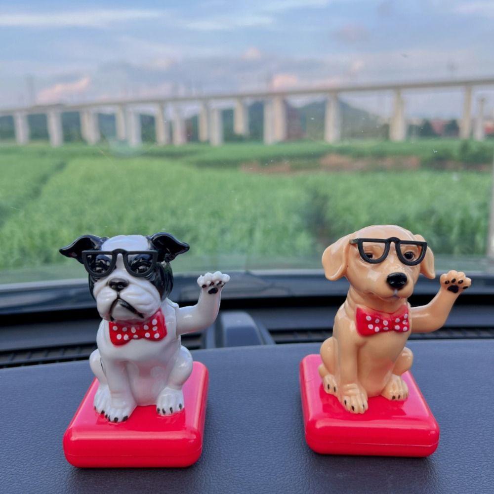 Solar Power Solar-powered Dog Car Ornament Cartoon Dog Car Dashboard Decoration  For Automotive