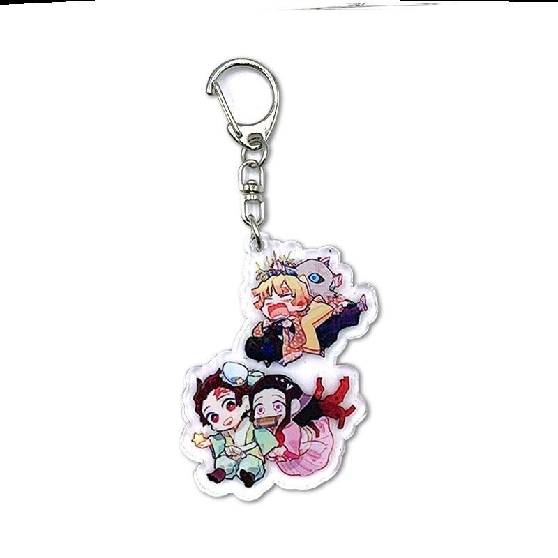 Keychain Pendant Anime Demon Slayer Kimetsu No Yaiba Kamado Tanjirou Double Sided HD Bag Pendant Gift For Fans Cosplay Props Jewelry Gift