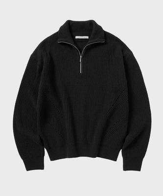 NONBLANK Loose Fit Half Zip Collar Knit_Black
