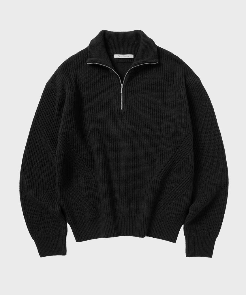 NONBLANK Loose Fit Half Zip Collar Knit_Black