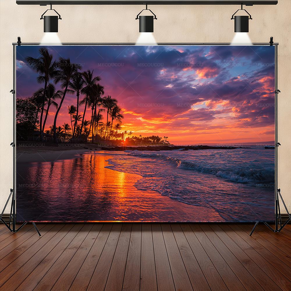 

BEPAN Summer sunset Ferris wheel seaside scenery theme banner background customizable room poster birthday party decoration background Vinyl--W120xH80cm