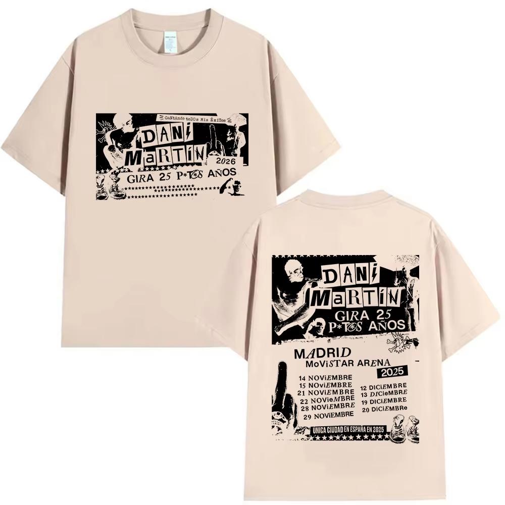 Rock Band Dani Martin Tour 20252026 Merch T Shirt Men Vintage Oversized Cotton Male Tshirt Hip Hop Punk Gothic Tees Streetwear