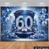 2D Blaue Silberne Geburtstagsbanner, 60. Geburtstag Glitzerparty & Live-Hintergrund