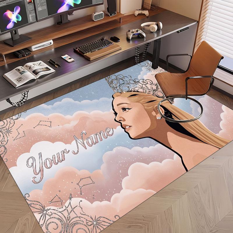 Benutzerdefinierter Kristall-Samt-Teppich mit Namen, Ariana Grande Bequymatte rutschfest für Raumdekoration