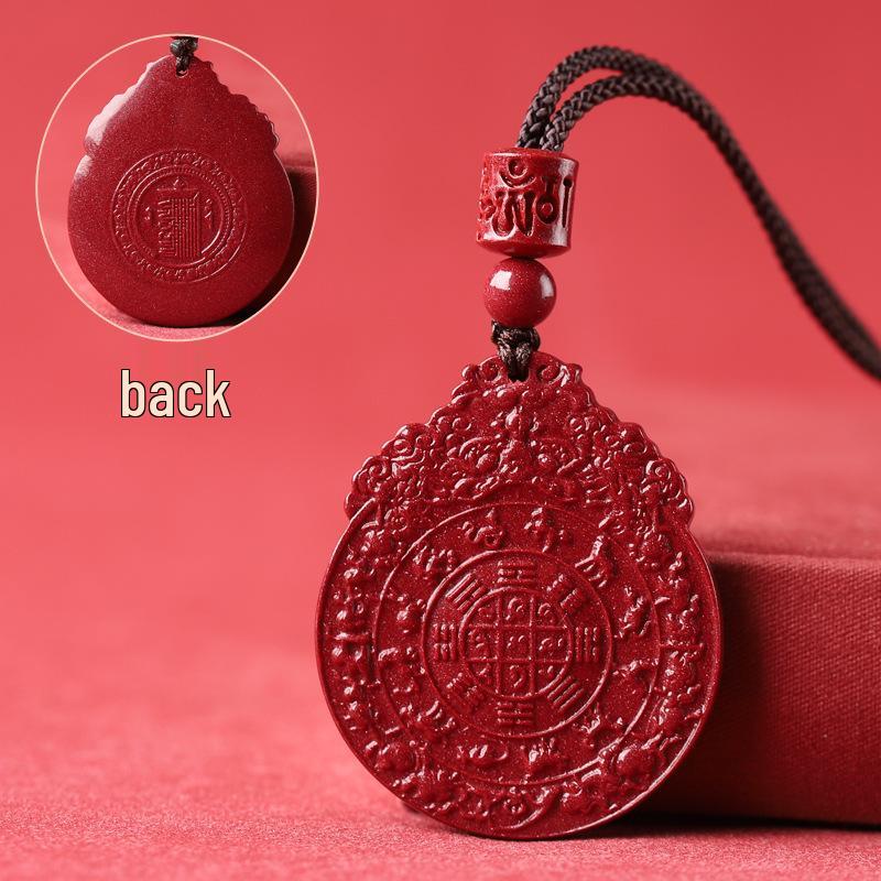 Nine Palaces Cinnabar Bagua Pendant - Purple Gold Sand Men's & Women's Necklace