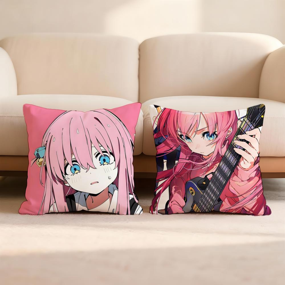 Anime B-Bocchi the Rock Cushion Cover Home & Car Multi-Scene Pillow Cover - Reversible, Soft & Durable for Daily Use