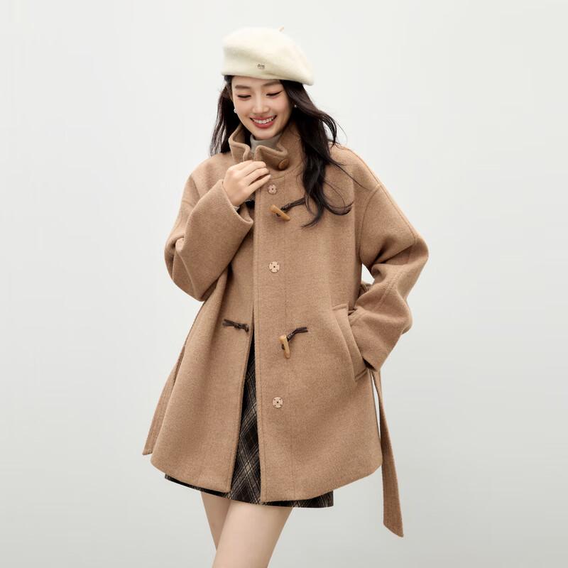 

Qiushui Yiren Women s Preppy Stand-Collar Wool Blend Toggle Coat S