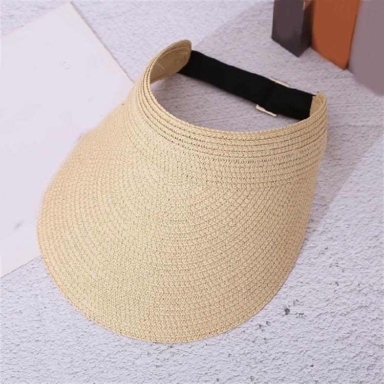 Adjustable Straw Edge Hat With Empty Top Sun Protection Lightweight Travel Hat For Hiking Running
