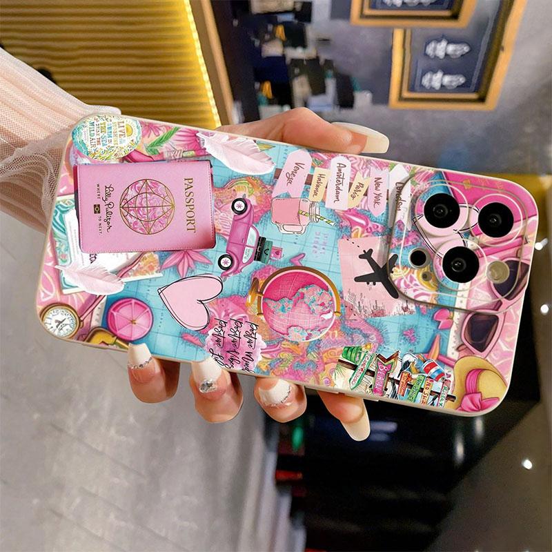 Travel Plane Printed Matte Phone Case For Samsung Galaxy S25 S24 S23 Ultra S22 Plus S21 FE A56 A55 A54 A53 A36 A35 A16 A26 Cover