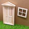Natural Wood Hands-on Dollhouses Accessories Unpainted Door Window For Crafting And Model Making