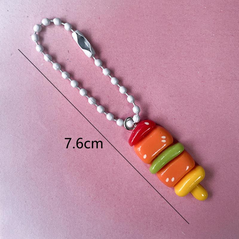 Funny Barbecue Keychain Creative Simulation Food Keyring Mini Meat Skewer Model Pendant Bag Hanging Ornament Gifts