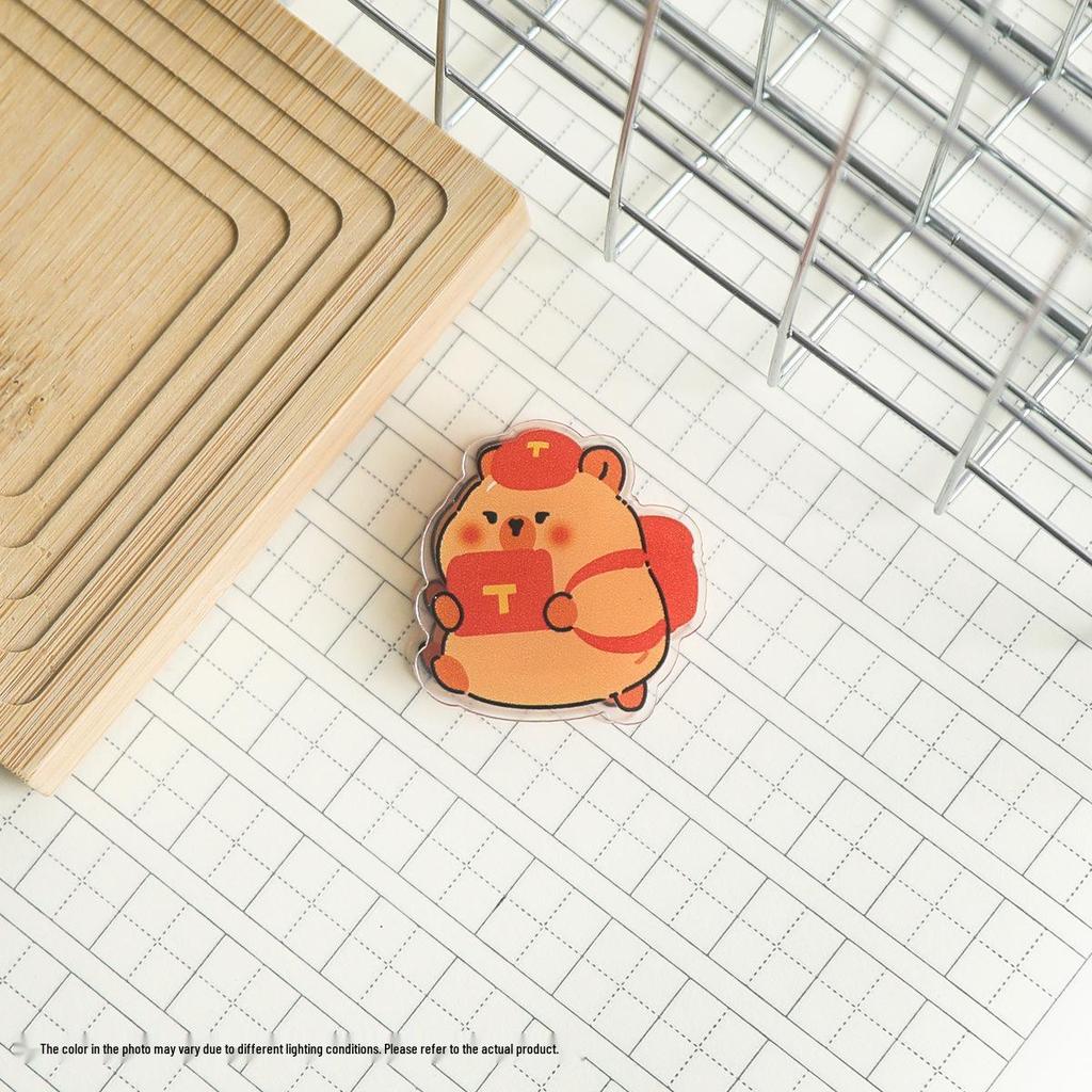 Capybara Acrylic Double-Sided Multifunctional Clip Folder with Sticky Note Holder