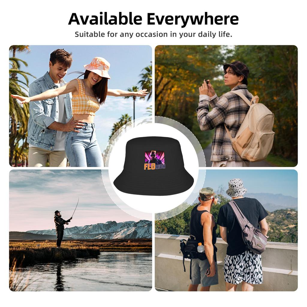 Flo Rida Bucket Hat Summer Fashion Fisherman Hats For Men Women Breathable Vacation Caps Hip Hop Custom Sun Hats