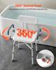 Swivel Shower Chair with Arms and Back, 227 kg Load Heavy Duty Bench Seat for Inside Shower Stall and Bathtub, Height Adjustable Bathroom Bath Tub