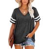 Sommer Neues Damen V-Ausschnitt Gestreiftes Lockeres Kurzarm T-Shirt Lässiges Oberteil für den grenzüberschreitenden Handel