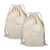 2PCS Household Plain Cotton Storage Bag with Drawstring Laundry Sack Stuff Bag for Travel Home Use