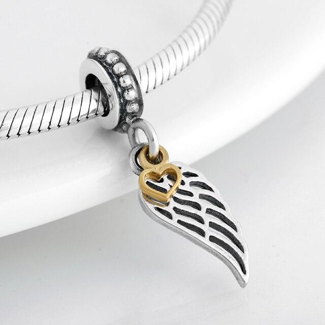 Voguish Stylish Sterling Color Dramatic White Enamel Heart Golden Beads Fit Original Charm Wrist Bracelet Jewelry MakingFashion Charm