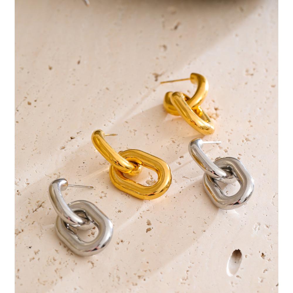 Yhpup Popular Stainless Steel Geometric Chunky Drop Earrings Water Resistant Distinctive Statement Versatile Daily Jewelry 2025
