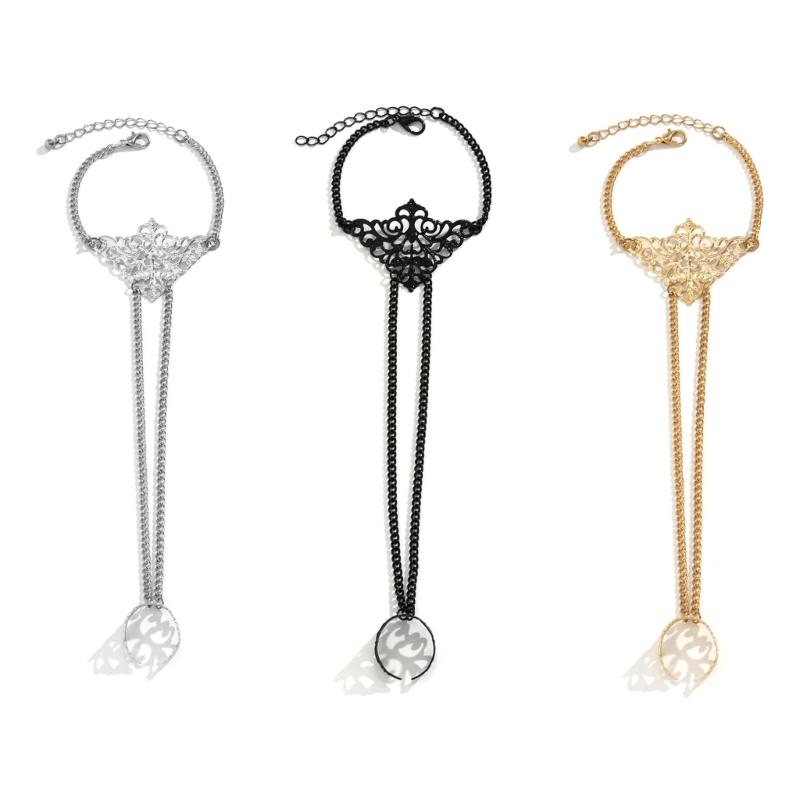 Punk Chain Link Wrist and Fingers Bracelets for Women Gothic Charm Hand Chains Jewelry Fashion Bracelets Accessories