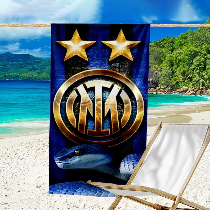 Toalla de Playa Estampada con el Escudo del Inter de Milán, Microfibra Súper Suave, Regalo Perfecto de Cumpleaños, para Piscina, Playa, Viajes, para familiares y amigos