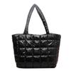 Women Girls Winter Shoulder Bag Zipper Closure Plain Check Bag Gloss Surface Cloud Bubble Bag Basic Style For Shopping Traveling