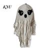 Bohemian Ghost Wall Decor Handmade Cotton Rope Hanging Ornament for Halloween, Indoor Outdoor Rustic Festive Atmosphere Props Pendent Front