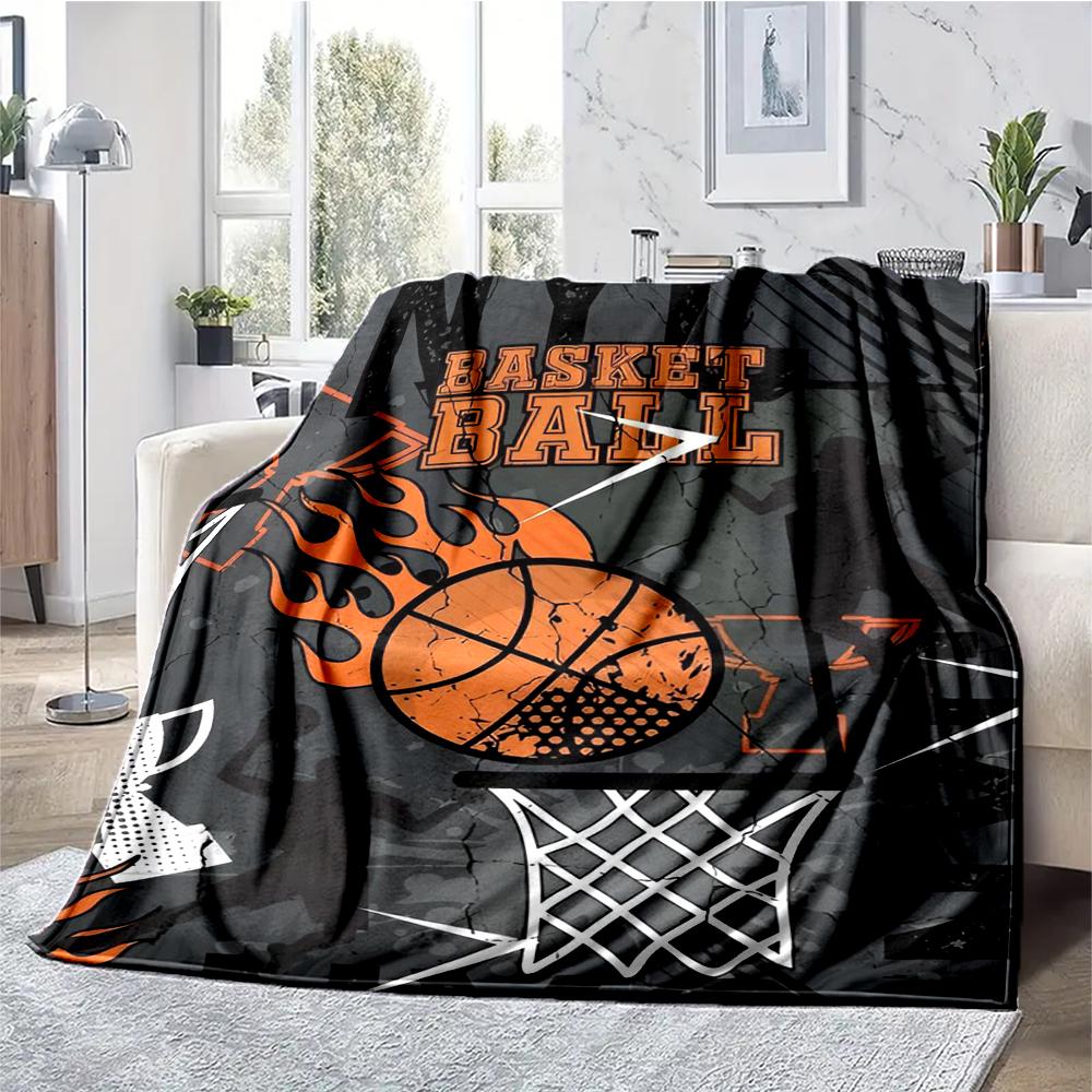 basketball Theme Printed Blanket - Perfect for Couch, Bed, Travel & Outdoor Use | Machine Washable, Cozy & Durable.