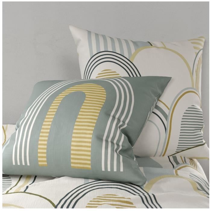 Housse De Couette + 2 Taies - Colize - 220 X 240 Cm - 100% Coton - Beige - Tissu Souple Et Résistant