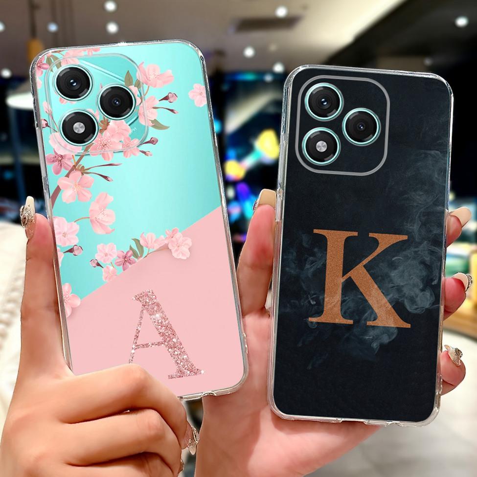 6.7" For Honor 400Lite ABR-NX1 Clear Back Cover For Honor 400 Lite Case Luxury Fashion A-Z Letters Crown Soft TPU Bumper Funda