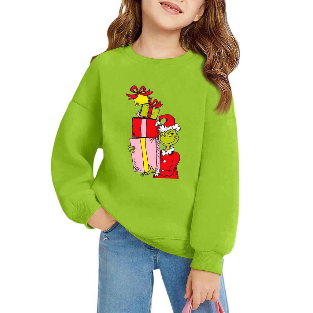 Christmas Day Girls Round Neck Pullovers For Kids Printed Baby Tops