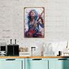 Vintage Rock and Roll Guitarist Metal Wall Art Sign for Bar