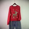 Kerst rode Kersttrui dames herfst en winter casual eland geborduurde pullover lange mouwen trui zoete pailletten