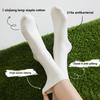 Women's Autumn and Winter Pure Cotton Thick White Mid-calf Socks, Antibacterial, Deodorizing, Sweat-absorbing and Breathable Long Calf Socks