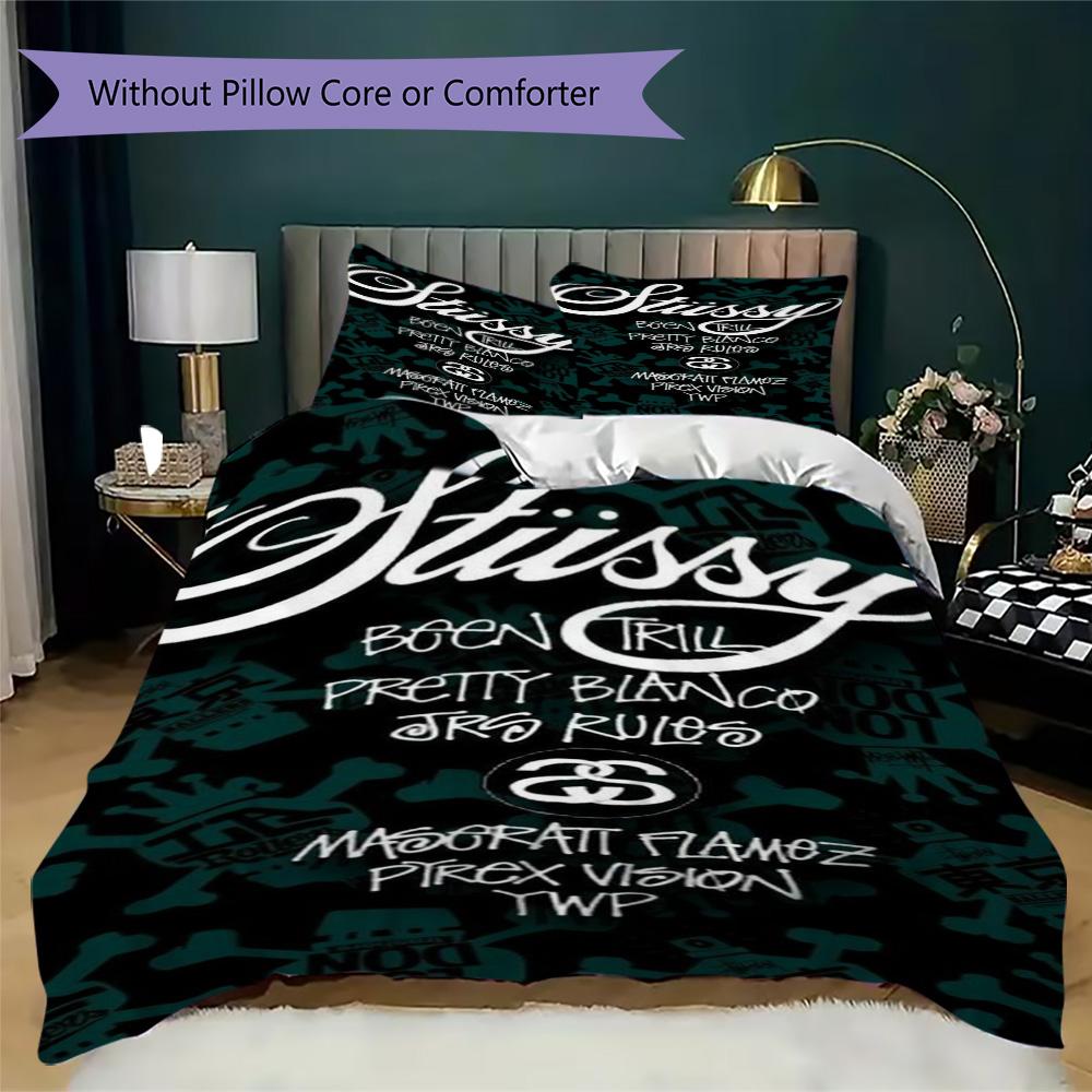 Black White Dice Logo 3Pcs Bedding Set, Retro Hanging Dice Street Duvet Cover & 2 Pillowcases