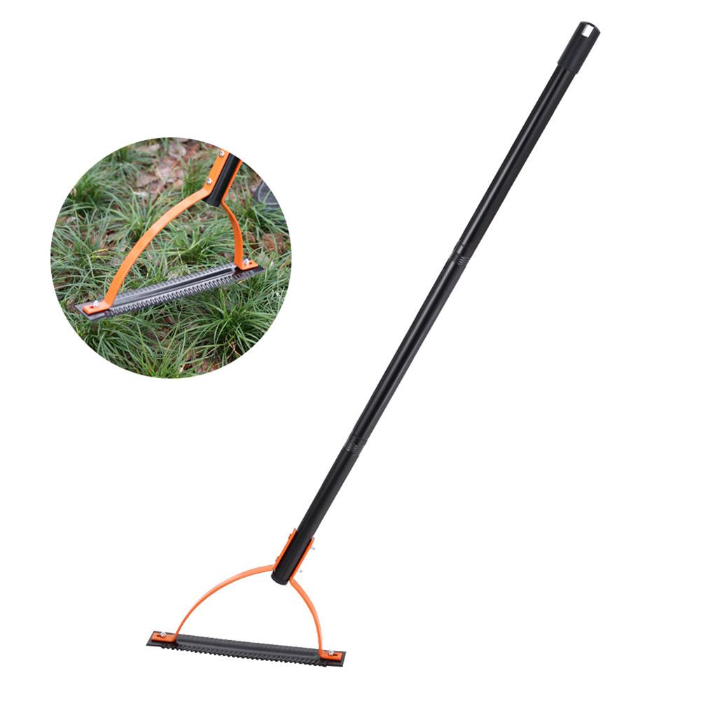 Manual Garden Whip with Dual Serrated Blades for Efficient Grass Cutting 65 Manganese Steel Blade Black Finish