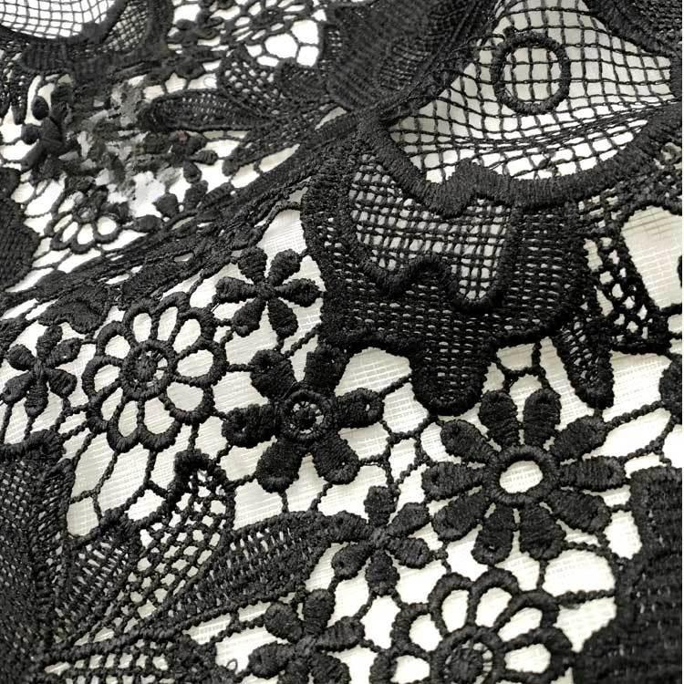 

Water-soluble lace lace milk silk embroidery full of three-dimensional hollow embroidery fabric чорний