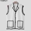 INCERUN 2PCS Men Sets Sleeveless Waistcoat and Long Straight Stitching Pants Outfits