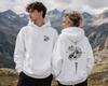 Men Pure Cotton Autumn‑Winter Hoodie, Vintage Compass Print High Quality Long Sleeve Pullover, Daily Casual Sports Sweatshirt