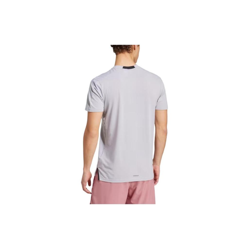 Adidas Solid Color Brand Logo Printed Round Neck Pullover Short Sleeve T-Shirt Men Tops Gray IX9147