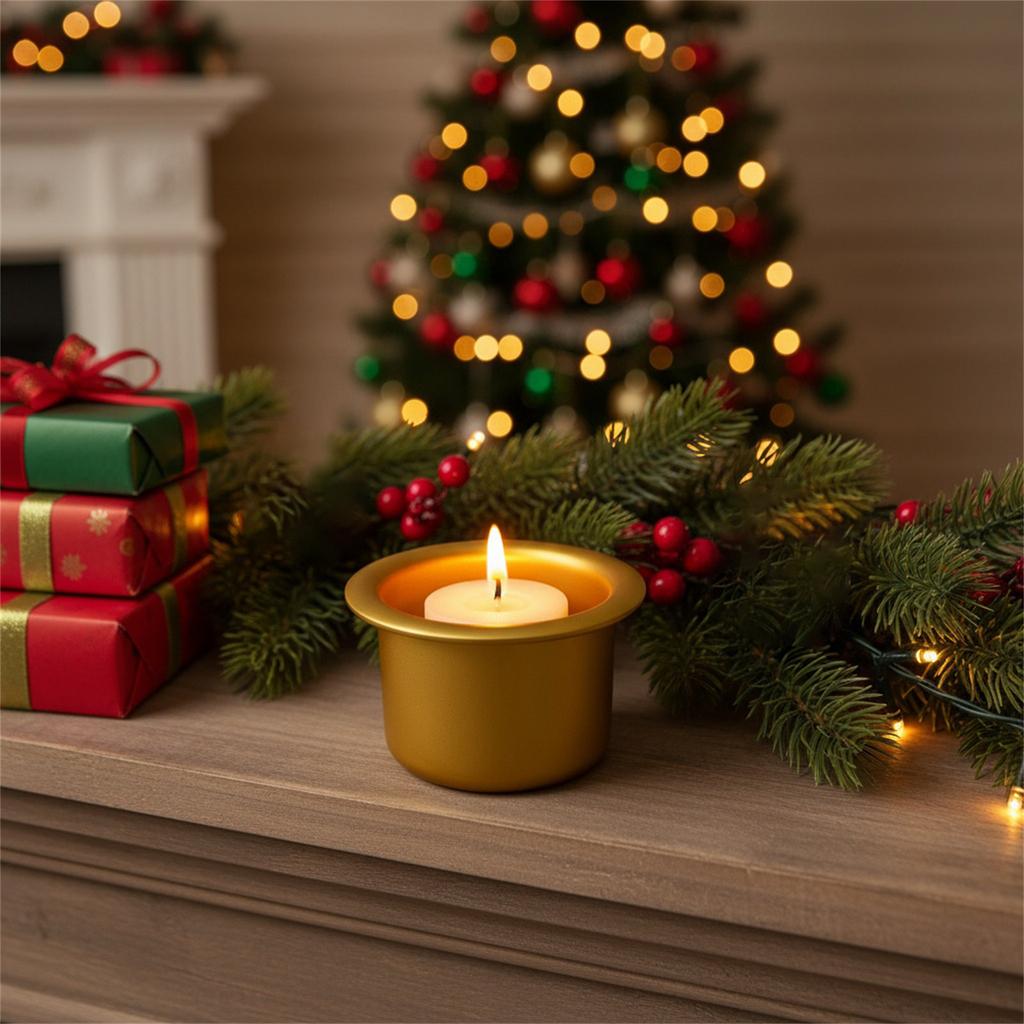 Modern Holiday Candle Cup With Polishing Aluminum Finish Candlestick Liners Case For Christmas Dining Room Decorations