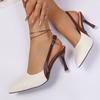 Sandales Stilettos Mode Automne Nouveau Bout Pointu Bouche Légère Bloc de Couleurs Une Bride Antidérapantes Résistantes à l'Usure Talons Hauts